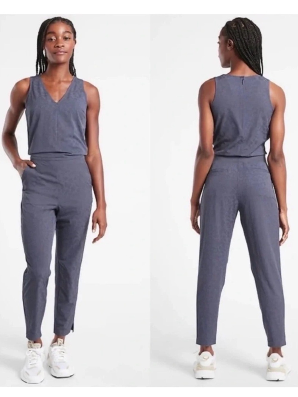 Athleta Brooklyn Textured Jumpsuit Medieval Animal Print Violet Sz 10